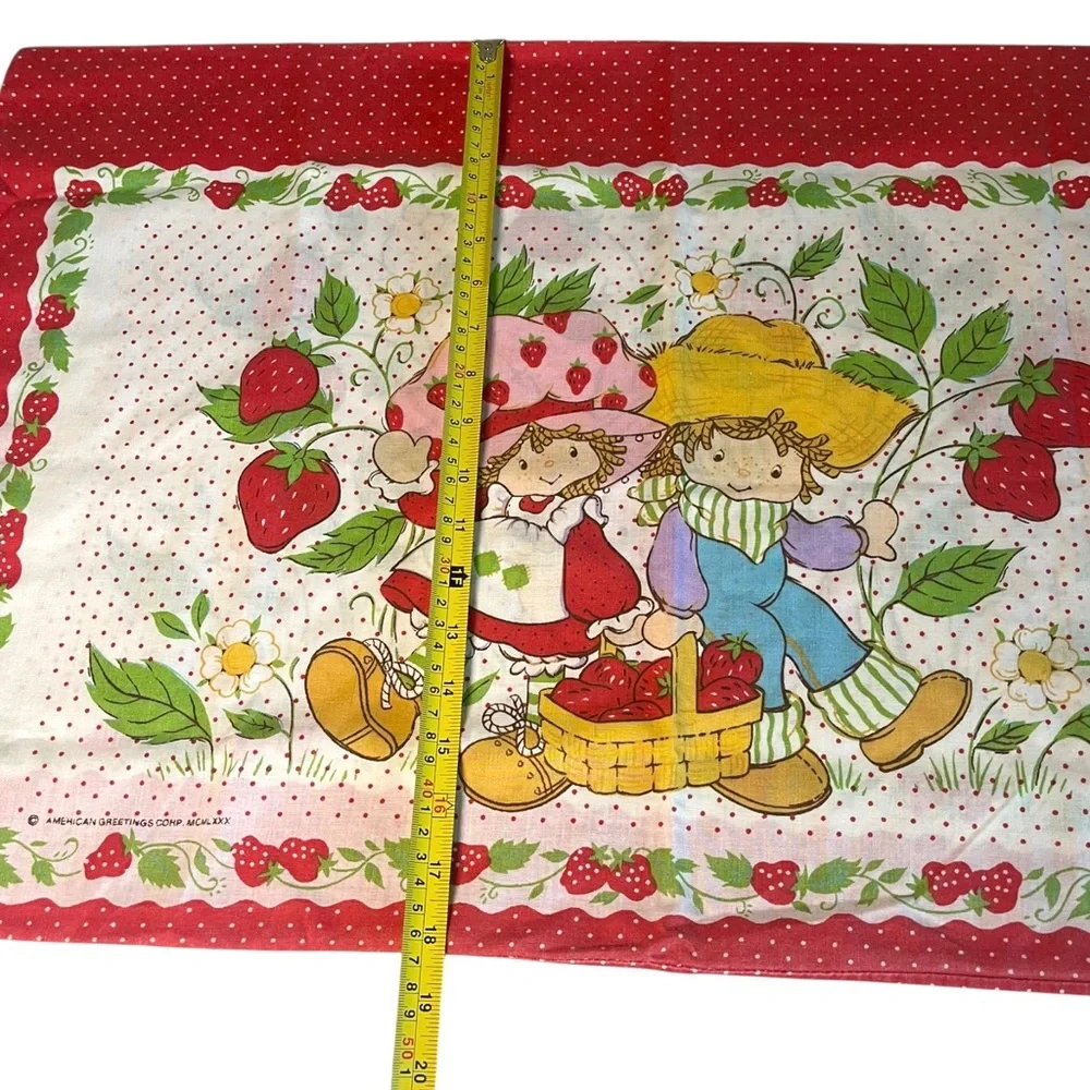 Vintage Strawberry Shortcake 3 Piece Twin Sheet Set 1980s - Fitted, Flat & Case